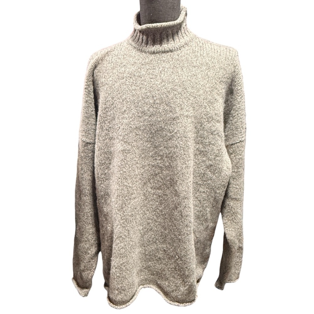 Scott Officer Scottish Wool Roll Neck Chunky Gray Sweater XL Scotland Turtleneck